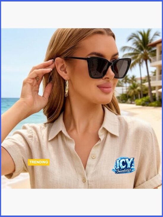 Handmade Acetate Oversized Cat Eye Sunglasses UV400 display picture 1